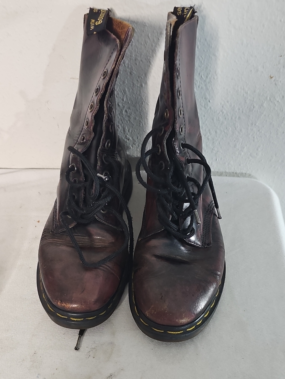 Classic Leather Lace-Up Boots in Cherry
